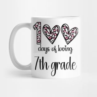 100 Days Of Loving 7th Grade 100th Of School Leopard Heart Mug